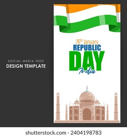 Vector illustration of Happy Republic Day social media feed set template 
