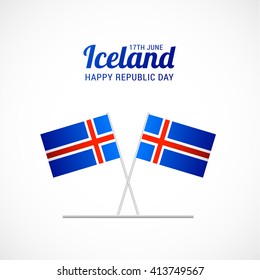 Vector illustration of happy republic day iceland.