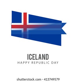 Vector illustration of happy republic day iceland.