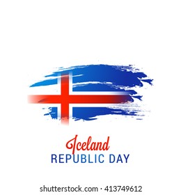 Vector illustration of happy republic day iceland.