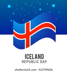 Vector illustration of happy republic day iceland.