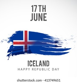 Vector illustration of happy republic day iceland.