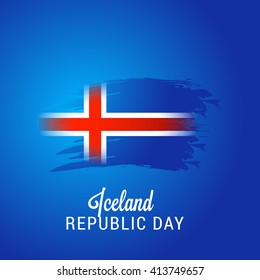 Vector illustration of happy republic day iceland.