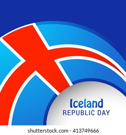 Vector illustration of happy republic day iceland.