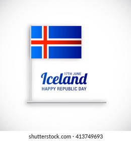 Vector illustration of happy republic day iceland.