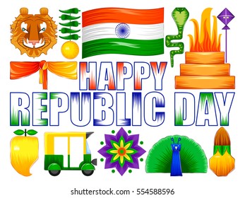vector illustration of Happy Republic Day of India patriotic background