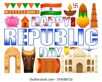 vector illustration of Happy Republic Day of India patriotic background
