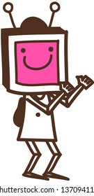 Ilustración vectorial de un robot feliz