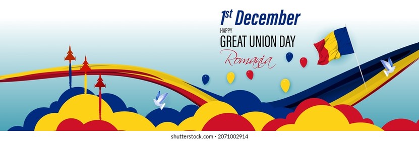 Vector illustration of happy Romania Great Union day