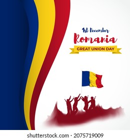 Vector illustration of happy Romania Great Union day