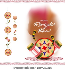 Vector illustration of Happy Rongali Bihu, Assamese New Year, Indian traditional festival, Harvest festival of Assam.