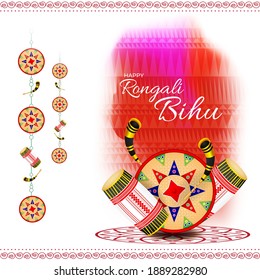 Dibujo vectorial de Happy Rongali Bihu, el Año Nuevo asamés, festival tradicional indio, festival Harvest de Assam.
