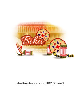 Vector illustration of Happy Rongali Bihu, Assamese New Year, Indian traditional festival, Harvest festival of Assam.