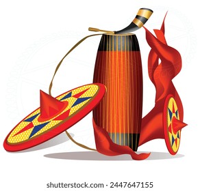 Vector illustration of Happy RONGALI Bihu social media feed template, written ASSAMESE text means RONGALI bihu asami festival
