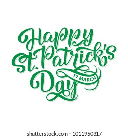 Vector illustration of Happy Saint Patrick s Day logotype. Hand sketched Irish celebration design. Beer festival lettering typography icon.