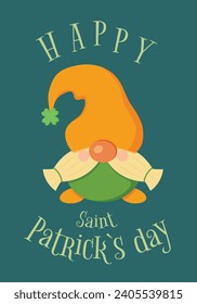 Ilustración vectorial del tipo Feliz Día de San Patricio con leprechaun. Tarjeta del festival de la cerveza