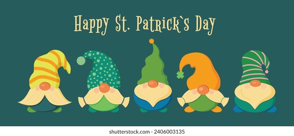 Ilustración vectorial del tipo Feliz Día de San Patricio con conjunto de leprechaun. Tarjeta del festival de la cerveza