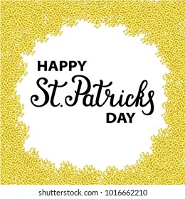 Vector illustration of Happy Saint Patrick's Day logotype. Hand sketched Irish celebration design. Beer festival lettering typography icon.