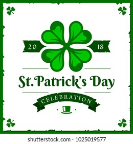 Vector illustration of Happy Saint Patrick's Day with clover.