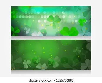 Vector illustration of Happy Saint Patrick's Day logotype. Hand sketched Irish celebration design. Beer festival lettering typography icon. Hand drawn typography badge with green hat and shamrock