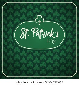 Vector illustration of Happy Saint Patrick's Day logotype. Hand sketched Irish celebration design. Beer festival lettering typography icon. Hand drawn typography badge with green hat and shamrock