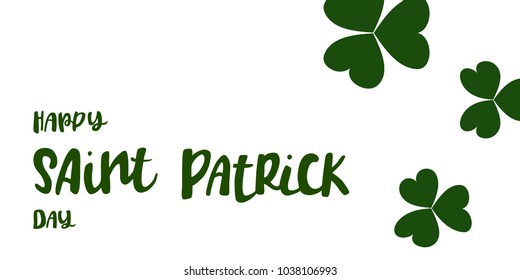 Vector illustration of Happy Saint Patrick's Day logotype. Hand sketched Irish celebration design. Beer festival lettering typography icon. Hand drawn typography badge with shamrock.