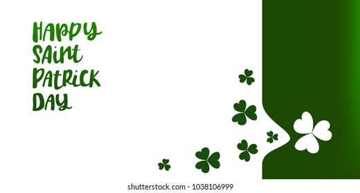 Vector illustration of Happy Saint Patrick's Day logotype. Hand sketched Irish celebration design. Beer festival lettering typography icon. Hand drawn typography badge with shamrock.