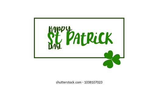 Vector illustration of Happy Saint Patrick's Day logotype. Hand sketched Irish celebration design. Beer festival lettering typography icon. Hand drawn typography badge with shamrock.