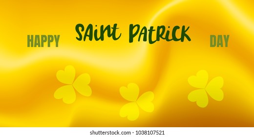 Vector illustration of Happy Saint Patrick's Day logotype. Hand sketched Irish celebration design. Beer festival lettering typography icon. Hand drawn typography badge with shamrock.