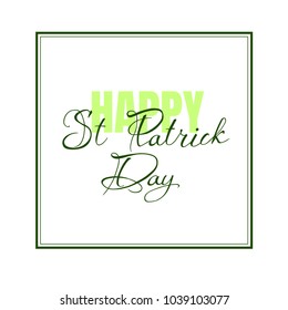 Vector illustration of Happy Saint Patrick's Day logotype. Hand sketched Irish celebration design. Beer festival lettering typography icon. Hand drawn typography badge with shamrock.