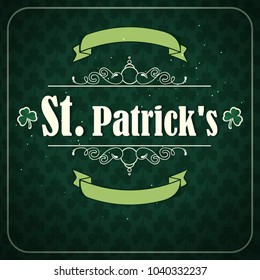 Vector illustration of Happy Saint Patrick's Day logotype. Hand sketched Irish celebration design. Beer festival lettering typography icon. Hand drawn typography badge with green hat and shamrock