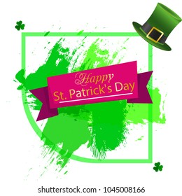 Vector illustration of Happy Saint Patrick's Day logotype. Hand sketched Irish celebration design. Beer festival lettering typography icon