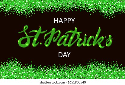 Vector illustration of Happy Saint Patrick's Day logotype. Hand sketched Irish celebration design. Beer festival lettering typography icon. Drawn typography badge
