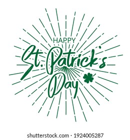 Vector illustration of Happy Saint Patrick's Day logotype. Hand sketched Irish celebration design. Beer festival lettering typography icon. Drawn typography St. Patricks badge.