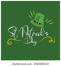 Vector illustration Happy Saint Patrick's Day, Green Day Editable Post Banner Templates Stickers 