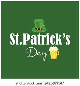 Vector illustration Happy Saint Patrick's Day, Green Day Editable Post Banner Templates Stickers 