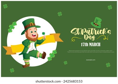 Vector illustration Happy Saint Patrick's Day, Green Day Editable Post Banner Templates Stickers 