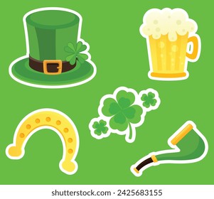Vector illustration Happy Saint Patrick's Day, Green Day Editable Post Banner Templates Stickers 