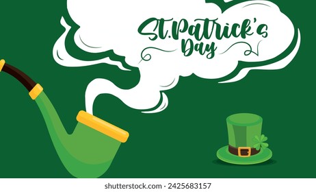 Vector illustration Happy Saint Patrick's Day, Green Day Editable Post Banner Templates Stickers 