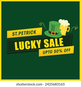 Vector illustration Happy Saint Patrick's Day, Green Day Editable Post Banner Templates Stickers 