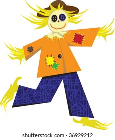 a vector illustration of a happy scarecrow