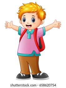 Vector Illustration Happy Schoolboy Cartoon Stock Vector (Royalty Free ...