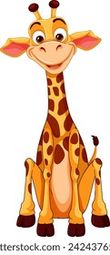 Vector illustration of a happy seated giraffe