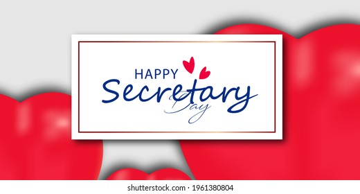 Vector Illustration of Happy Secretary Day. 24 April 2019. Hand drawn text design for National Secretaries Day. Administrative Professionals Day. Hand written text on a business background.