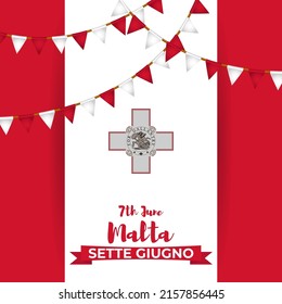Vector illustration for happy sette Giugno -Malta