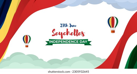 Vector illustration of Happy Seychelles Independence Day social media story feed mockup template