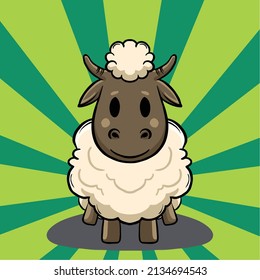 a vector illustration of a happy sheep