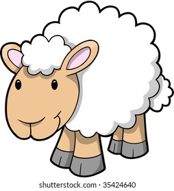 Vector Illustration of Happy Sheep