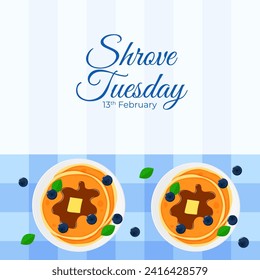 Vector illustration of Happy Shrove Tuesday social media feed template
