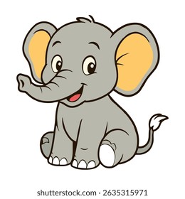 VECTOR ILLUSTRATION OF A HAPPY SITTING ELEPHANT